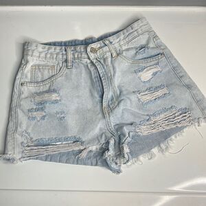 SHEIN Blue Distressed Jean Shorts